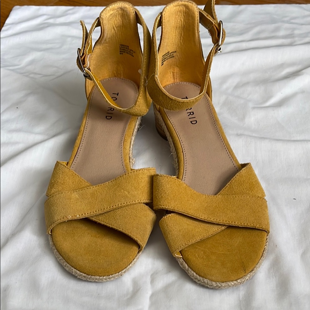 Torrid Yellow Espadrille Sandals with Ankle Straps